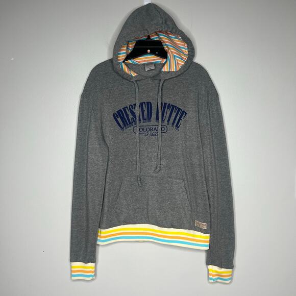 Crested Butte Colorado Hoodie Sweatshirt Heather Gray Sz M Hiking Ski Mountains - Picture 1 of 10